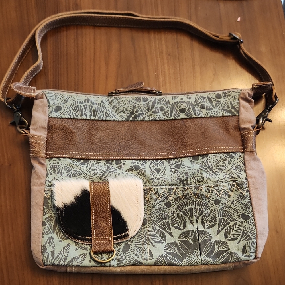 Myra Bag Brown and Green Crossbody with Western Flair